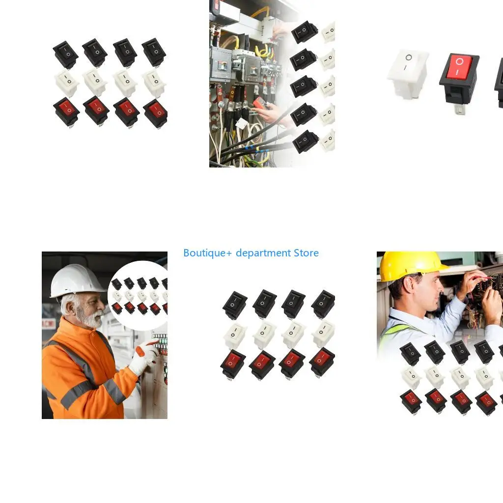 E1PD 15Pcs 2 Position Rocker Switches KCD1 101 Power Toggle Electrical Iron Plastic Construction for Home Commercial Use