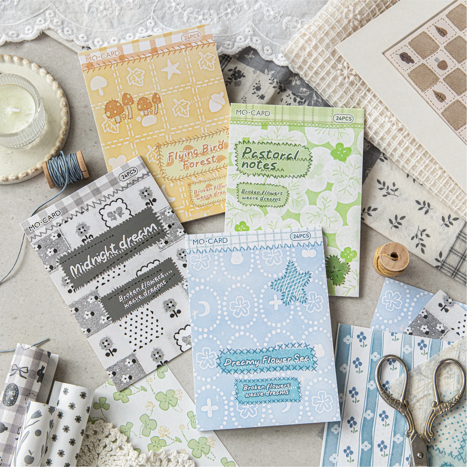 4 pacotes/lote flores fragmentadas tecelagem sonhos série retro papel mensagem bloco de notas
