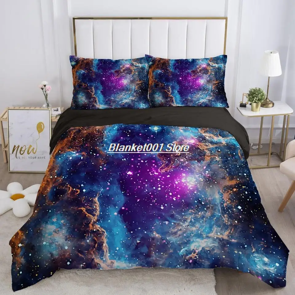 3D Fantasy Galaxy Star Printed Bedding Set Fashion Adult Double Queen King Down Quilt Set Quilt Cover Pillowcase