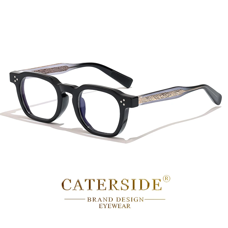CATERSIDE Neue quadratische flache Lichtbrille für Männer und Frauen, Retro-TR-Rahmen-Brille, hochwertige Brillen, minimalistisch passend – Detail 10