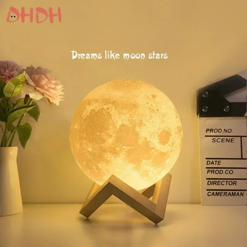 LED 16 Colors Rechargeable Touch Night Light Creative Touch Remote Control Switch Moon Lamp Children\'s Night Light Birthday Gift