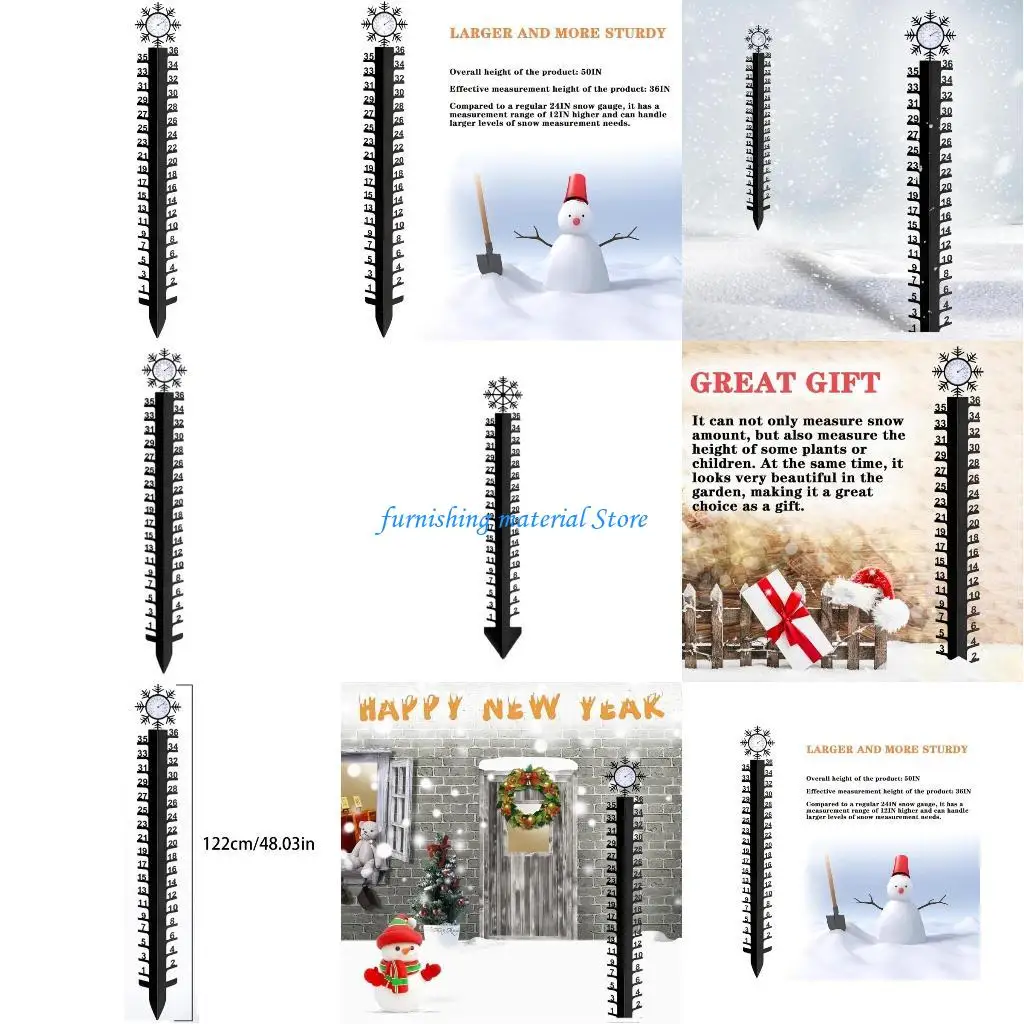 Y5GD Winter Snowflake Metal Ruler Snowfalls Gauge Snow Measuring for Yard