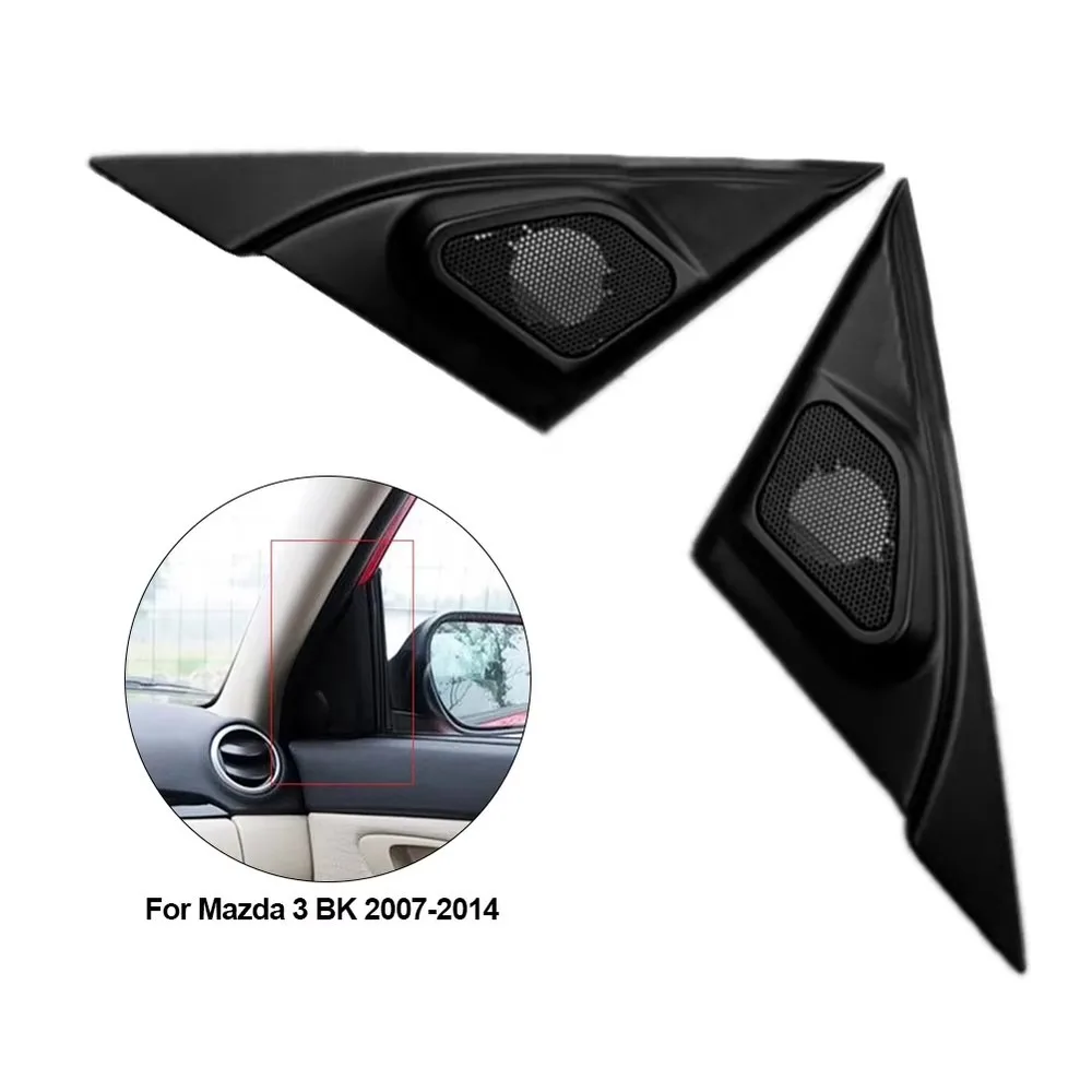 2PCS Car Front Column Triple-cornered Bracket Tweeter Cover Audio Speakers Protector for Mazda 3 BK 2007-2014