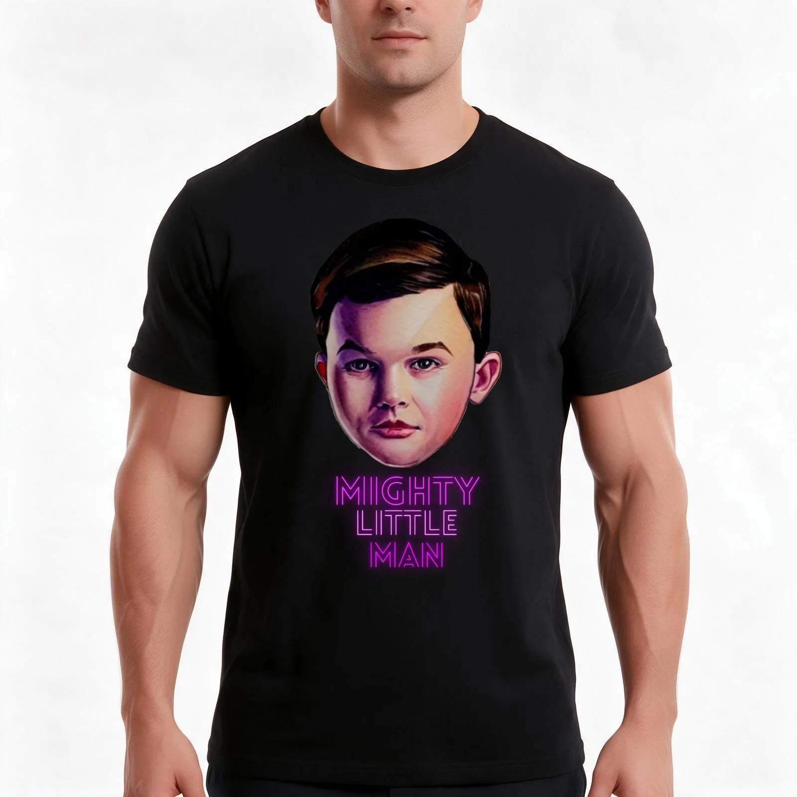 Young Sheldon Mighty little man Watercolor painting T-Shirt, Summer Casual Cotton Tee, Oversized Streetwear Tops, 100% Cotton