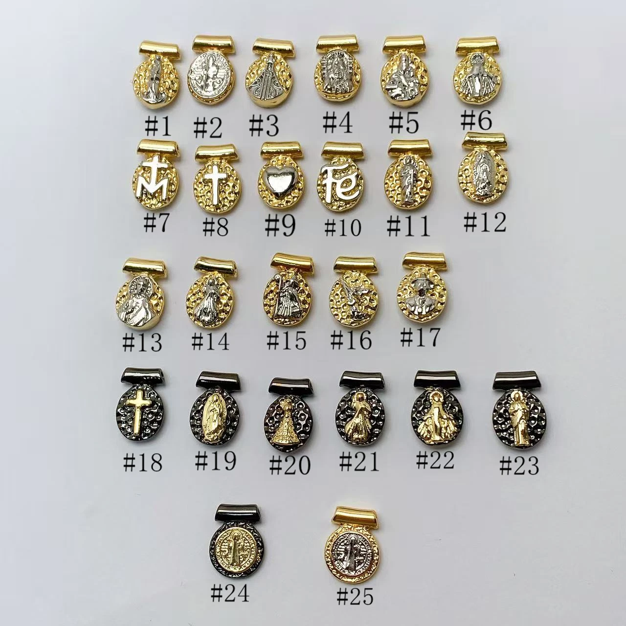 18K Plated Gold Religion Protect Spells Charms Faith Pendant Necklace Christian Saint Fashion Jewelry