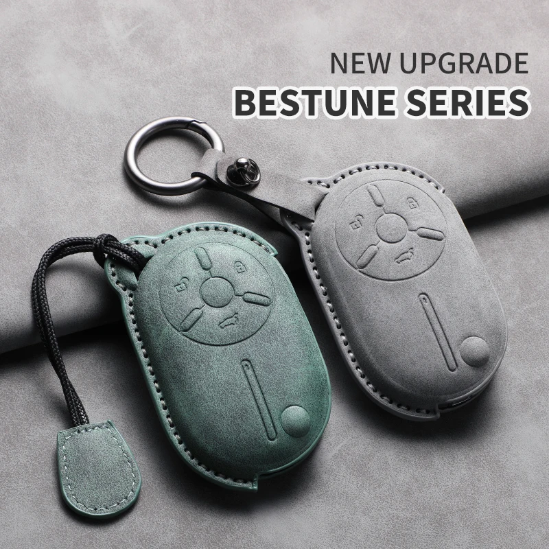 

BESTUNE B-Series Premium Suede Key Cover, Genuine Microfiber Leather Key Fob Case for T77/T99/B70, Anti-Scratch Car Accessories