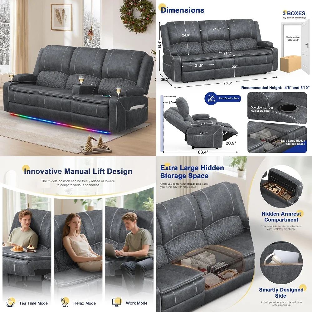 

Chenille Reversible Sectional Sofa w PullOut Bed, Upholstery LShaped Couch w Storage Armrests amp Cup Holders, Modern Corner So
