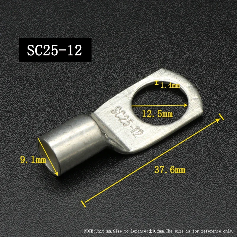SC-Typ-Draht-Nasenklemme SC6 SC10 SC16 SC25 Batterieblock-Schuhe aus blankem Kupfer Loch-ID 6 8 10 12 mm Crimp-Drahtverbinder