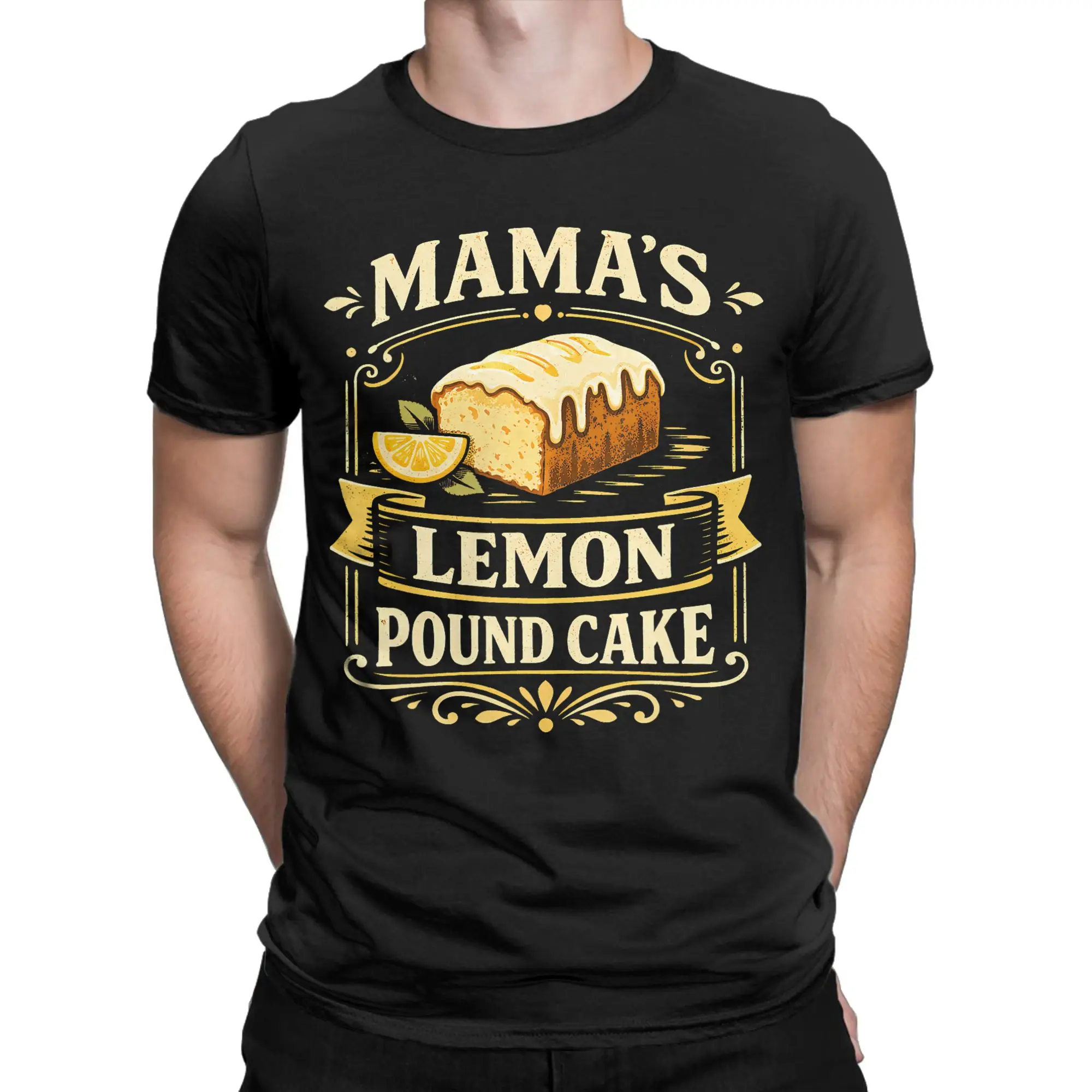 Cool Mama's Lemon Pound Cake Food Lovers T Shirts Men Pure Cotton Casual T-Shirt Round Neck  Tees Short Sleeve Clothes 4XL 5XL