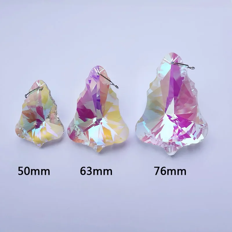 50/63/76mm AB Color Crystal Prism Christmas Tree Suncatcher Pendant Chandelier Parts DIY Home Wedding Window Decor Ornament