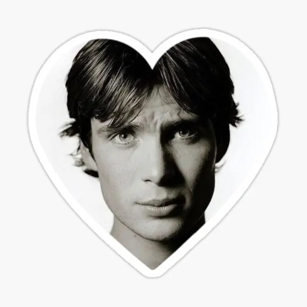 Cillian Murphy Heart  5PCS Stickers for Window Decor  Print Funny Cute Living Room Room Art Stickers Car Wall Kid Cartoon