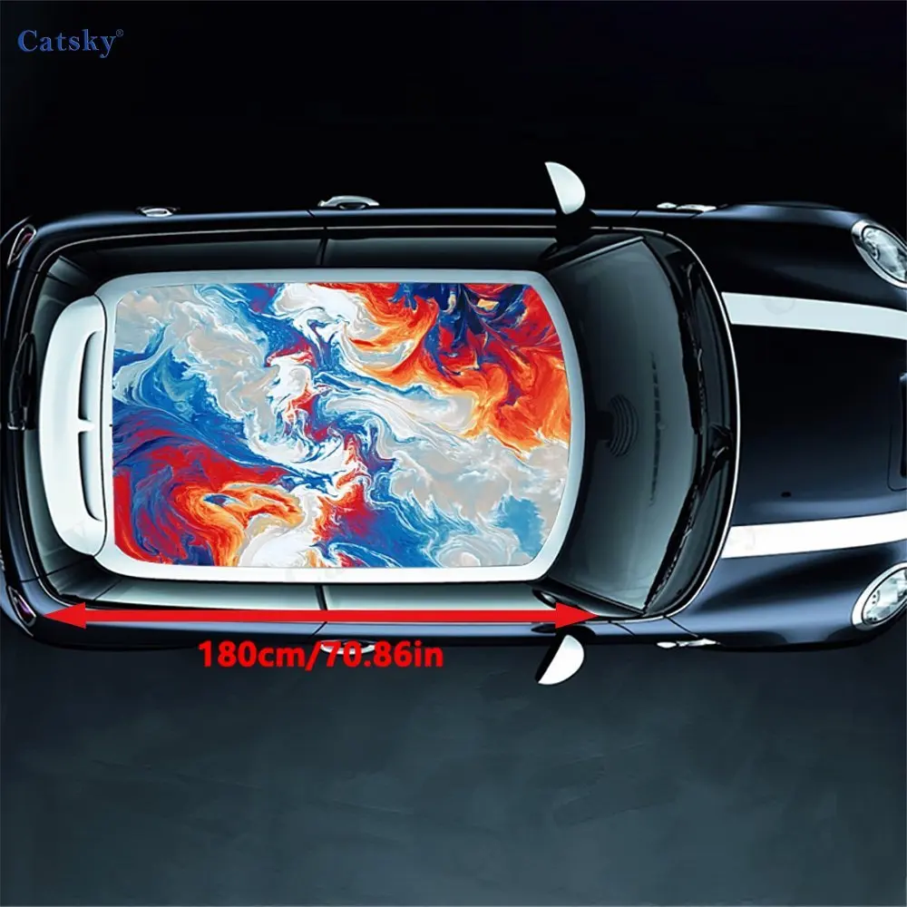 Red - Blue Flowing Vortex PVC material self-adhesive waterproof car roof sticker, paste firm and anti-ultraviolet, waterproof an