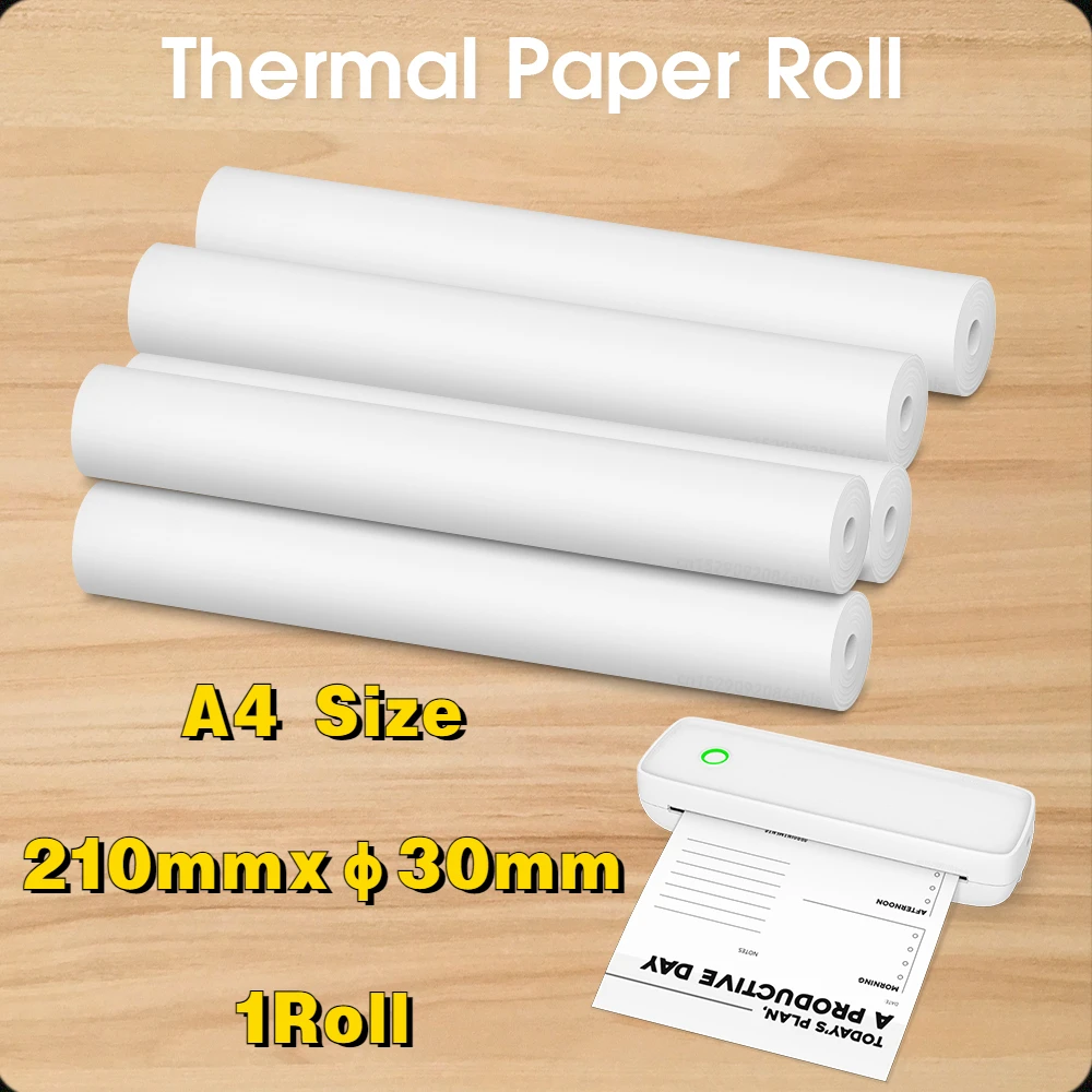 1 Roll A4 Thermal Paper  210mm Width Diameter 30mm Printer Paper Fit for Peripage A40 Phomemo M08F S8 MT810 Thermal Printer