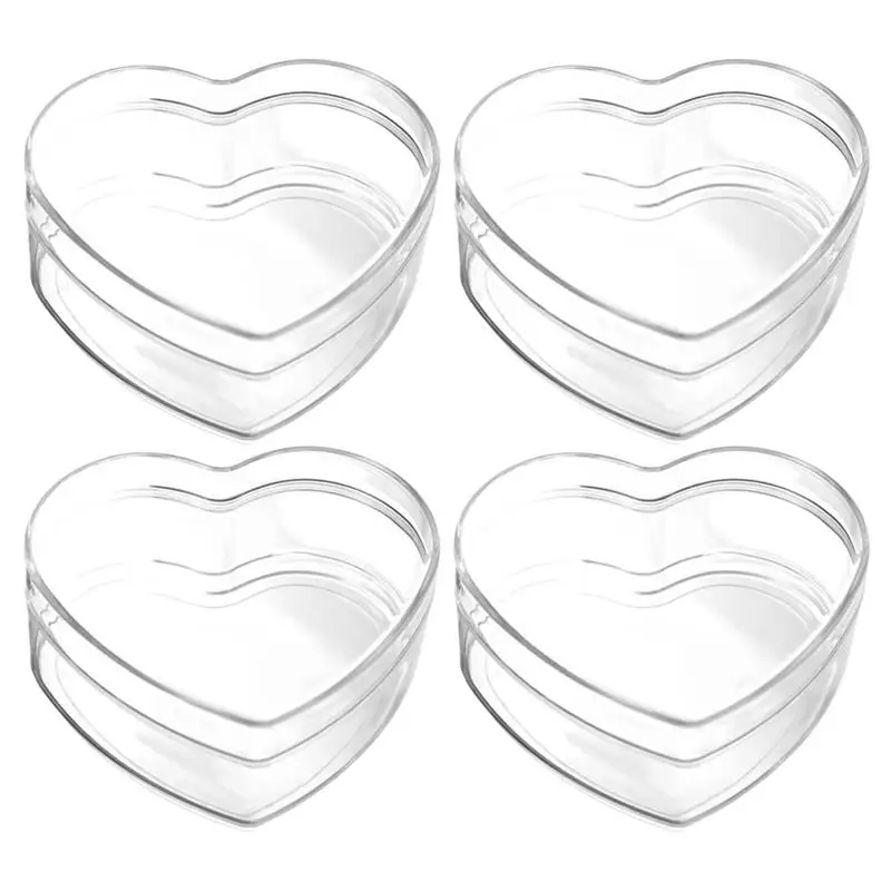 4/12Pcs Heart Shaped Clear Acrylic Candy Storage Boxes Transparent Treat Containers for Wedding Party Favors Gifts