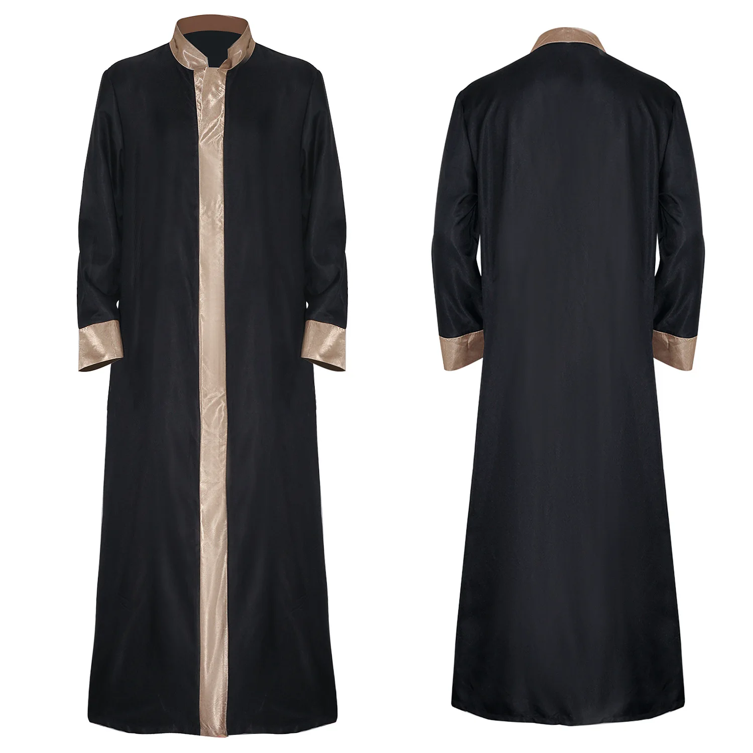 Medieval Cassock Robe for Men Vintage Long Sleeve Priest Cosplay Costume Church Minister Pastor Uniform Theme Party Show Gown