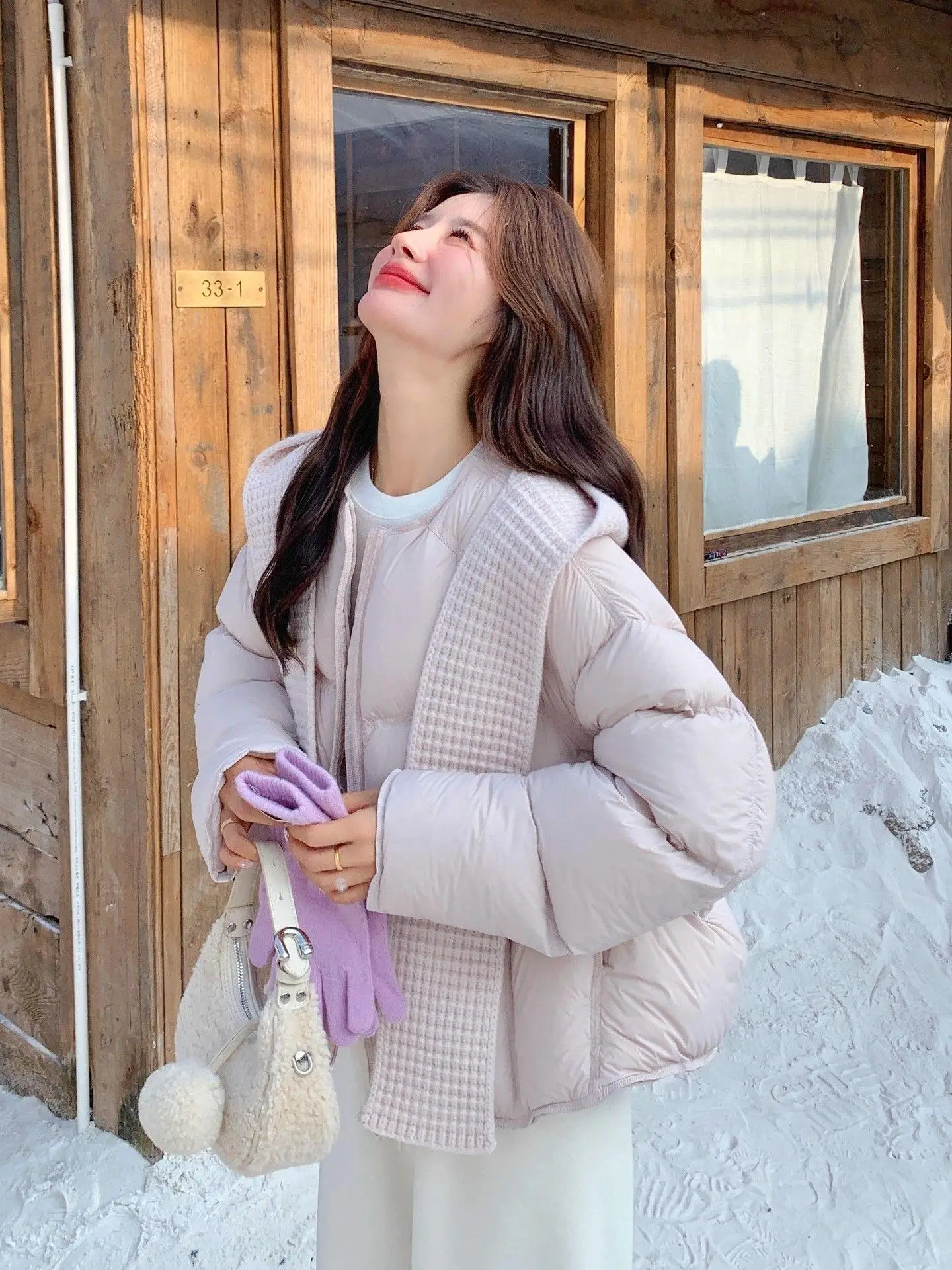 Staccabile lavorato a maglia con cappuccio rosa invernale da donna New Sle Cloud Puff caldo cotone Jaet Cappotto di cotone Capispalla Thiened Long Sl...