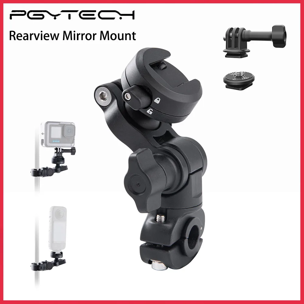 PGYTECH CapLock Rearview Mirror Mount Motorcycle Mounts Standard 1/4 Interface For Insta360/DJI/Gopro Action cameras/Smartphone