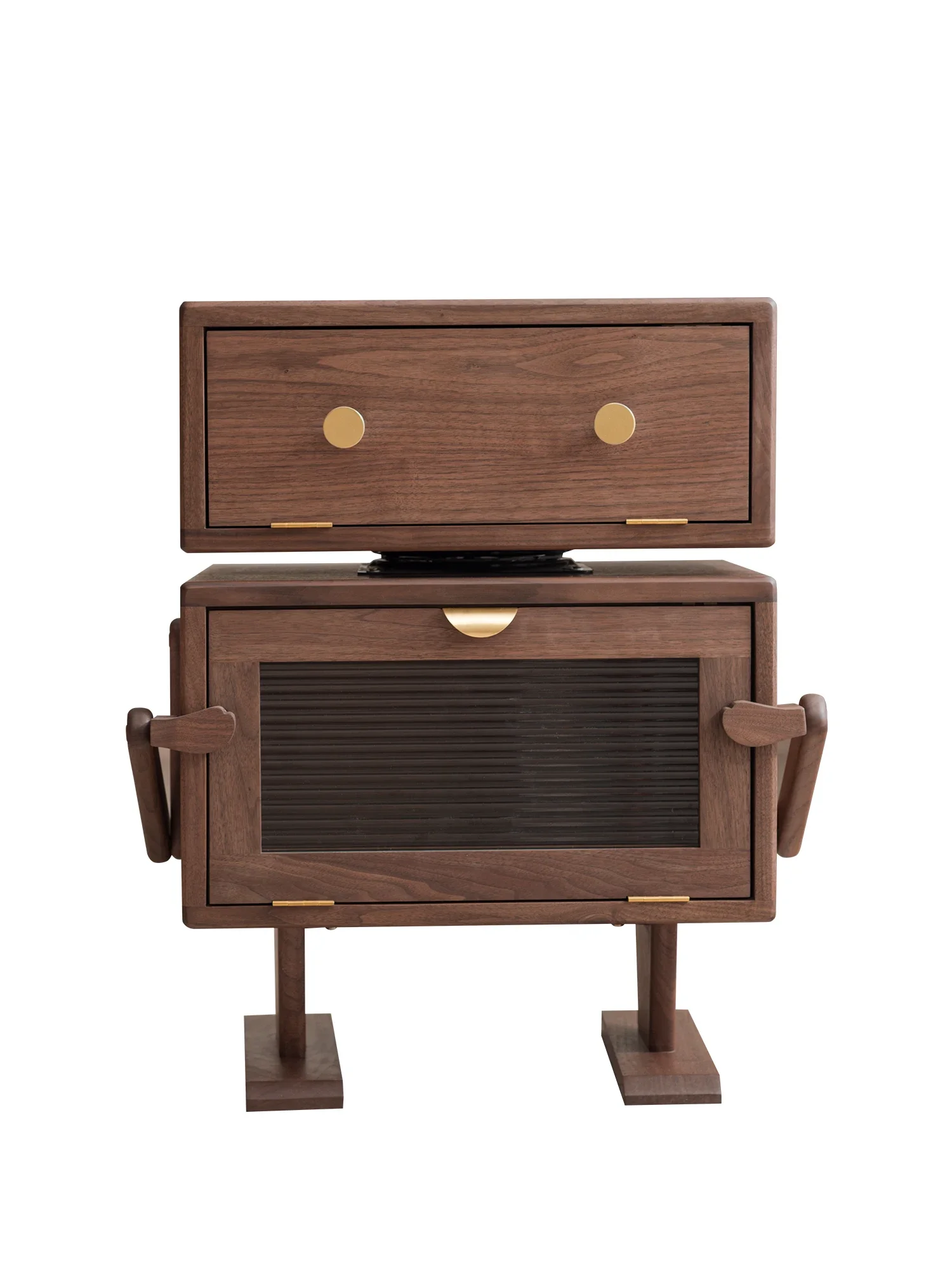 

North American black walnut robot side cabinet solid wood sofa side several living room storage bedside table children cartoon