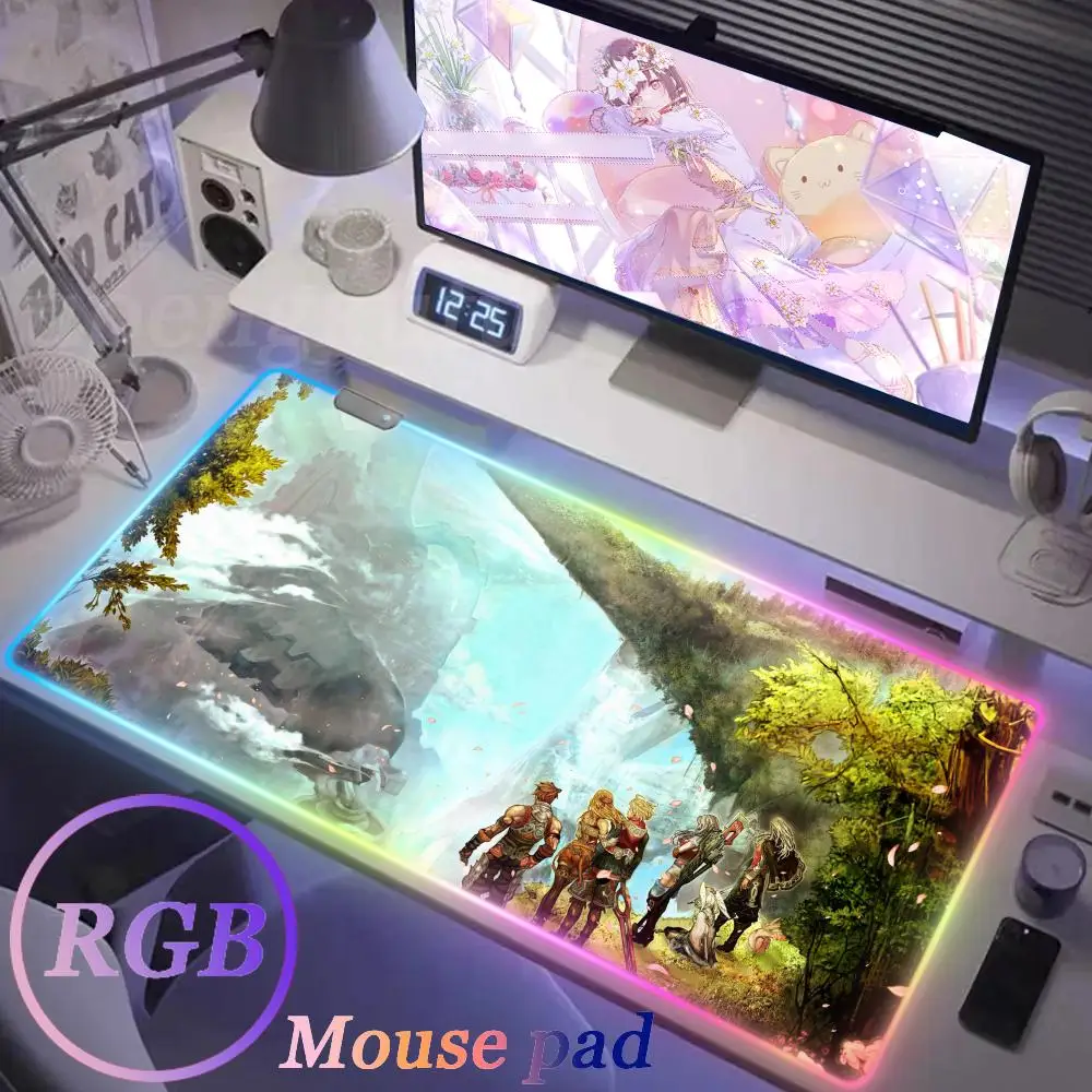 

RGB Mouse Pad X_xenoblades Chronicles Keyboard DeskMat XXL Office Gaming Accessories PC Gamer Large LED Backlight Mice Mat