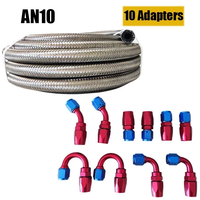 Universele AN4 AN6 AN8 AN10 AN12 Brandstofleiding 0 + 45 + 90 + 180 Graden 10 stks End Fittings Olie Brandstof Draaibare Slang Olie Slang End Adapter Kit