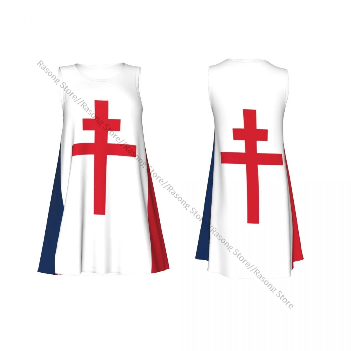 Vestido de chaleco de verano para mujer, vestidos femeninos sin mangas con bandera de Francia gratis