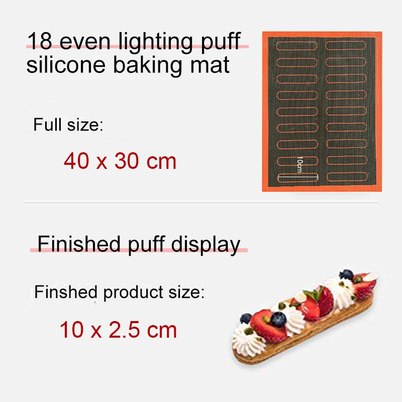 Silicone Mat Eclair Pastry Non Stick Puff Perforated Liner Pad Macaron Cookie Mold For Baking Tools Oven Sheet Bakeware Kitchen