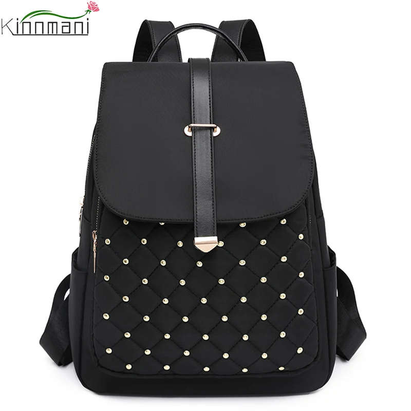 

Fashion Riveted Women's Nylon Backpack 2024 Large Capacity Girls' Anti-Theft Backpack Multi-Functional Leisure Backpack A Dos