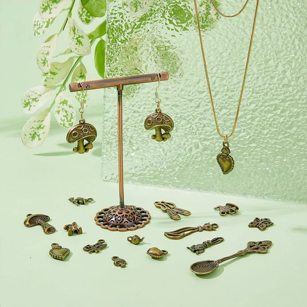 68Pcs Alice in Wonderland Charms Bulk Mixed Style Fairy Charms Antique Bronze Alloy Pendants Rabbit/Mushroom/Umbrella Pendant view 4