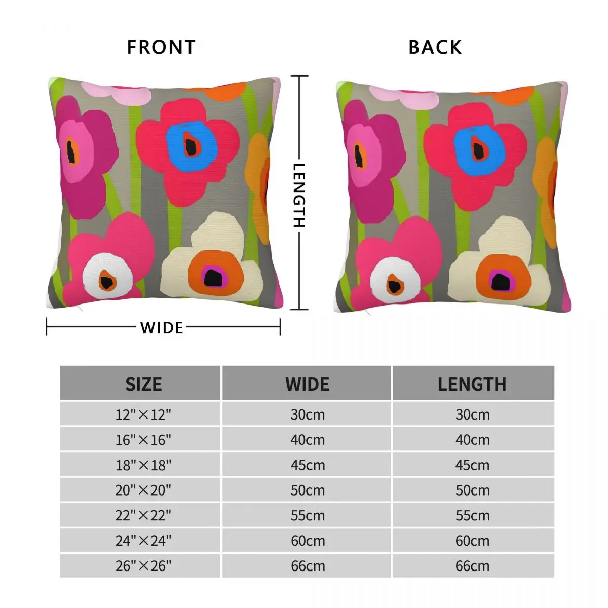 Modern Scandi Floral Garden Square Pillowcase Polyester Linen Velvet Creative Zip Decorative Sofa Cushion Case