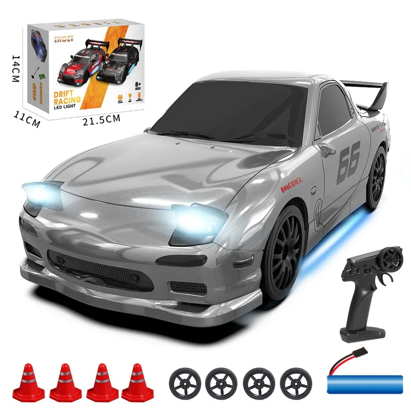Racing Model Rc Drift Car 1 24 Scale Four Wheel Drive 2 4G Remote Control Rx7 Simulation Model With Extra Tires For Drifting