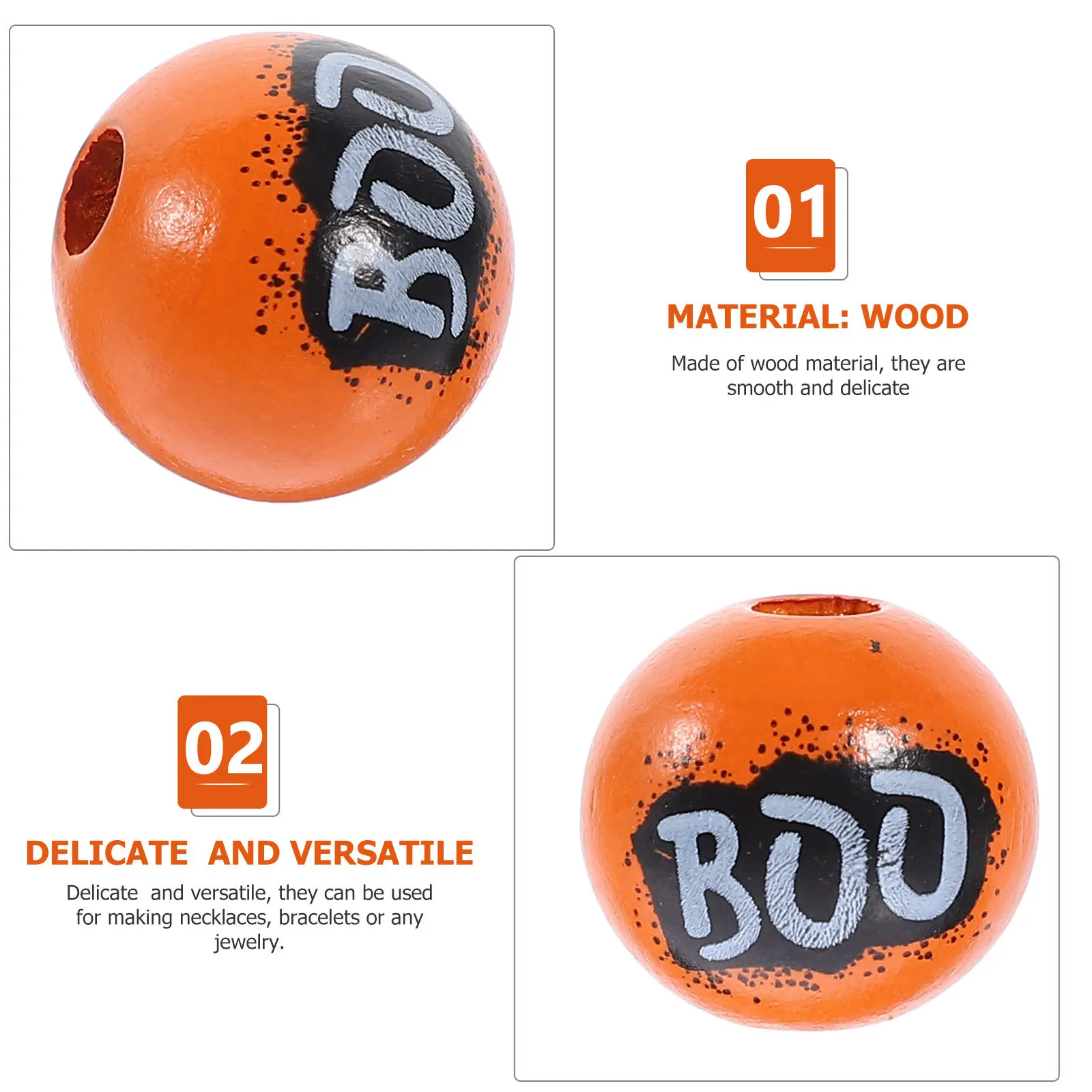 

40Pcs Colored Halloween Wooden Beads DIY Jewelry Making Craft Accessories Tassel Pendant Loose Beads DIY Jewelry Accessories