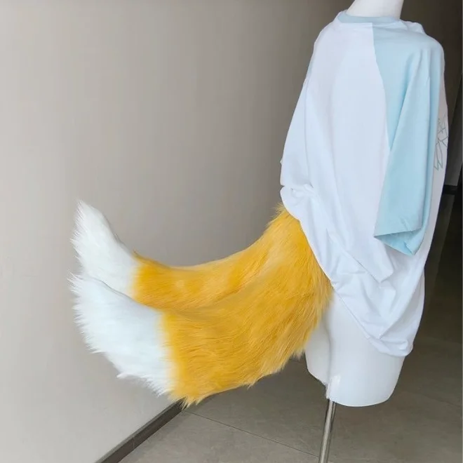 Anime Tail Cosplay Double Fox Tail Waist Bind Furry Costume Accessory Customizable Color Cosplay Prop