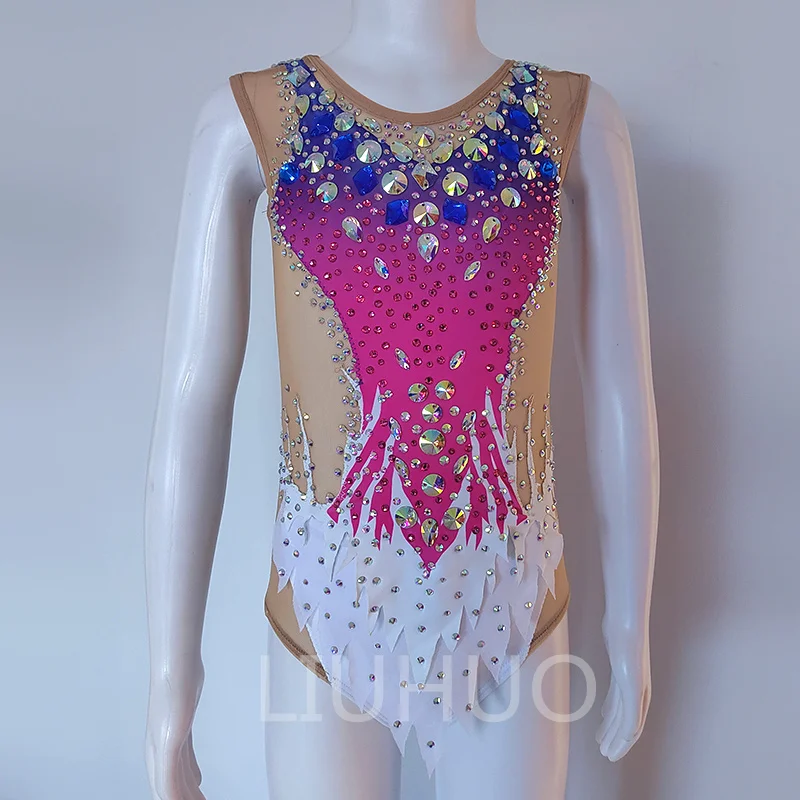 Rhythmic Gymnastics Leotard  Crew Neck Sleeveless Women's  Competition  Performance Suit