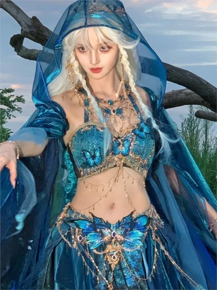 Hanfu Western Region Exotic Heavy Industry Gradient Printing Suit