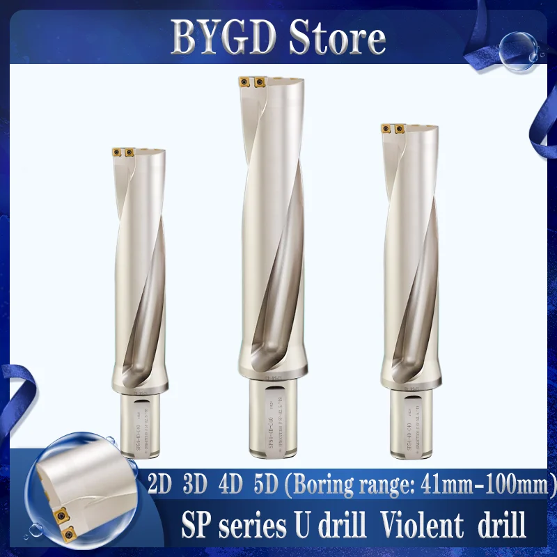 BYGD High quality SP series drill bit, C40 C32 metal drill bit 41mm-100mm, depth 2D 3D 4D 5D, SPMG hard alloy insert block drill