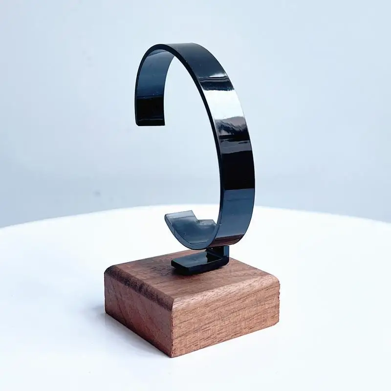 1 Stück Schmuck-Organizer aus Holz, C-förmiger Uhrenhalter, Ausstellungsständer für Armbänder, Ringe, Ohrringe, Uhrenständer aus Massivholz – Detail 14