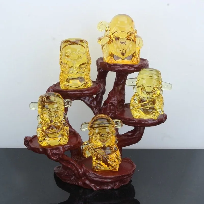 

Handmade Crystal Mascot God of Wealth Ornament Home/Living Room Decoration,Glass Fortune God Crafts Car Interior Decor Feng Shui