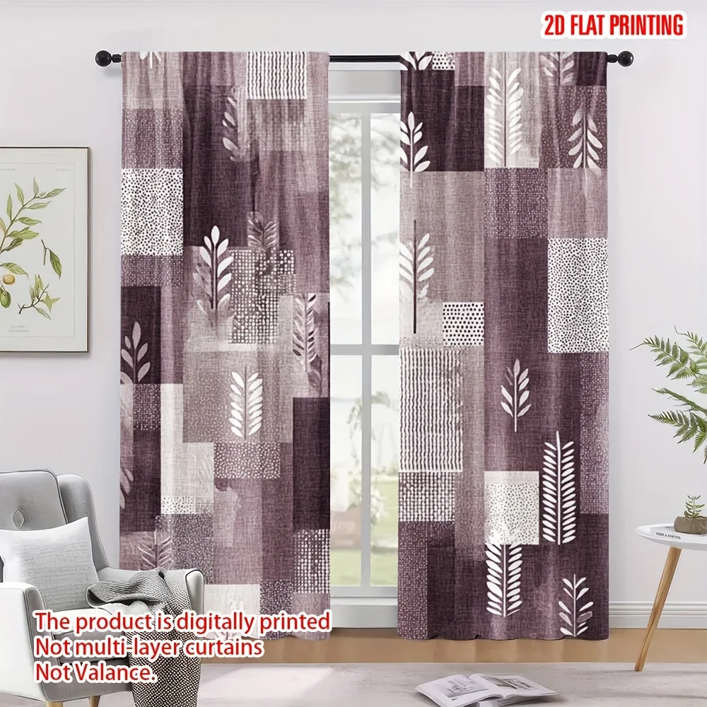 Geometric leaf design curtains, pole-mounted installation. Suitable for living rooms, bedrooms, dining rooms and hotels.
