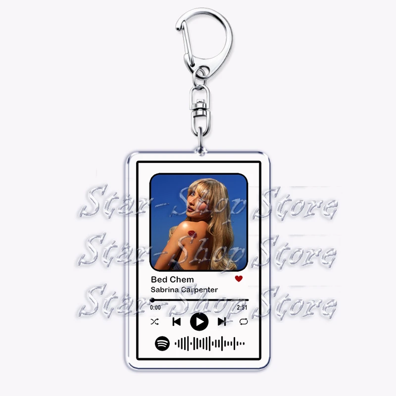 Popular Short n' Sweet Ablum Music Keychains for Women Bag Accessories Espresso Please Please Please Keying Jewelry Fans Gifts view 2