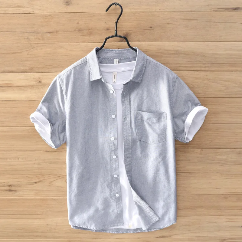 

Summer Thin Ox Cloth ort Sve Loose Fit Cotton irt Men's Casual f Sve Top White irt Youth Faion Trend