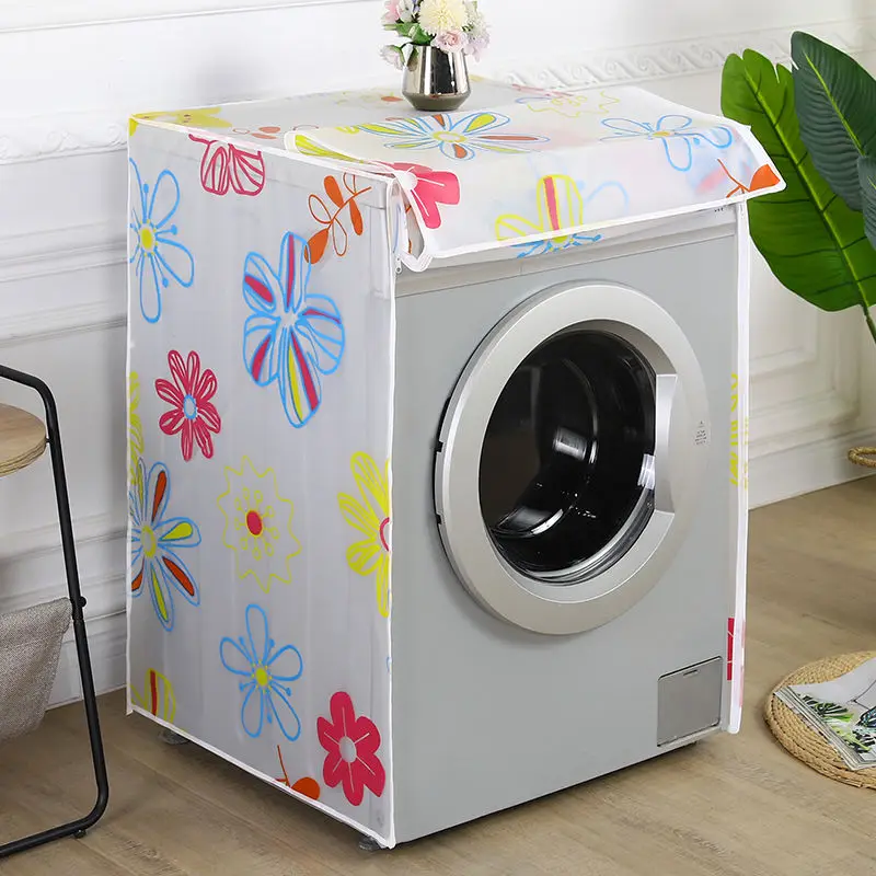 Waterproof Floral Washing Machine Covers Household Sunscreen Roller Washer Protector Automatic   Cases Universal