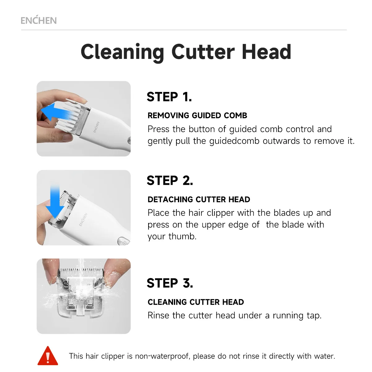 ENCHEN Boost-W 남성용 헤어 트리머 세트 조정 가능한 빗이있는 어린이 무선 USB 충전식 전기 헤어 클리퍼 커터 기계