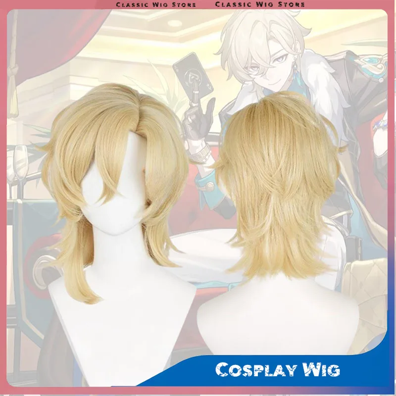 

Парик для косплея авантюрина Star Rail HSR 40 см, короткая блондинка, боковая часть, многослойный костюм для ролевых игр, парики из синтетических волос