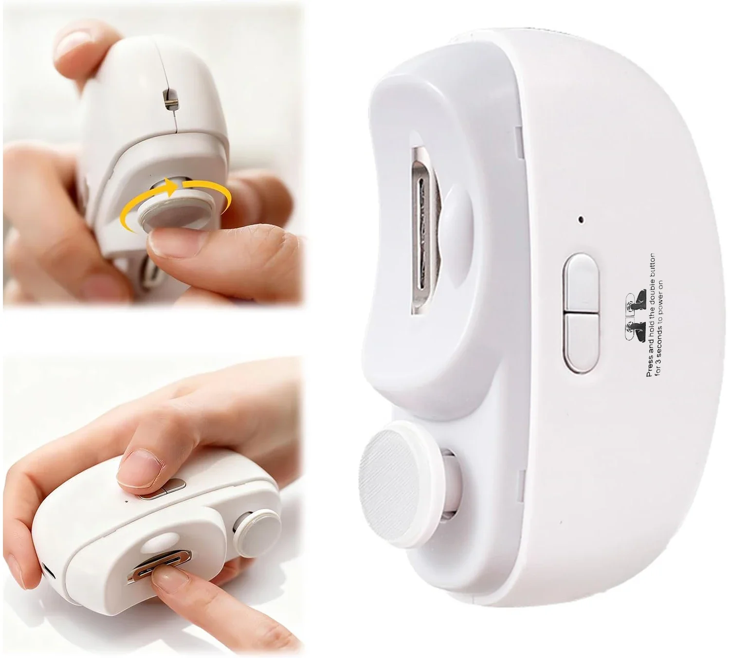 Portable Auto Nail Trimmer, 2 in 1 Electric Nail Clipper & Polisher, Low Noise LED Anti-Splash Rechargeable Manicure Tool for Kids Adults Seniors
