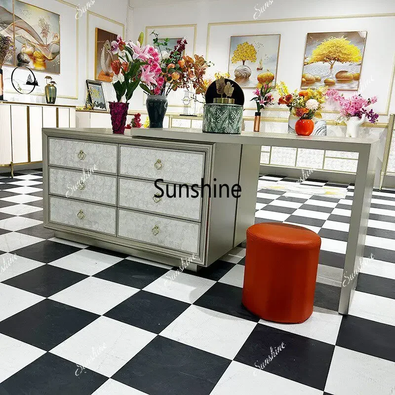 

YAmerican light luxury shell chest cabinet dressing table integrated telescopic corner bedroom storage