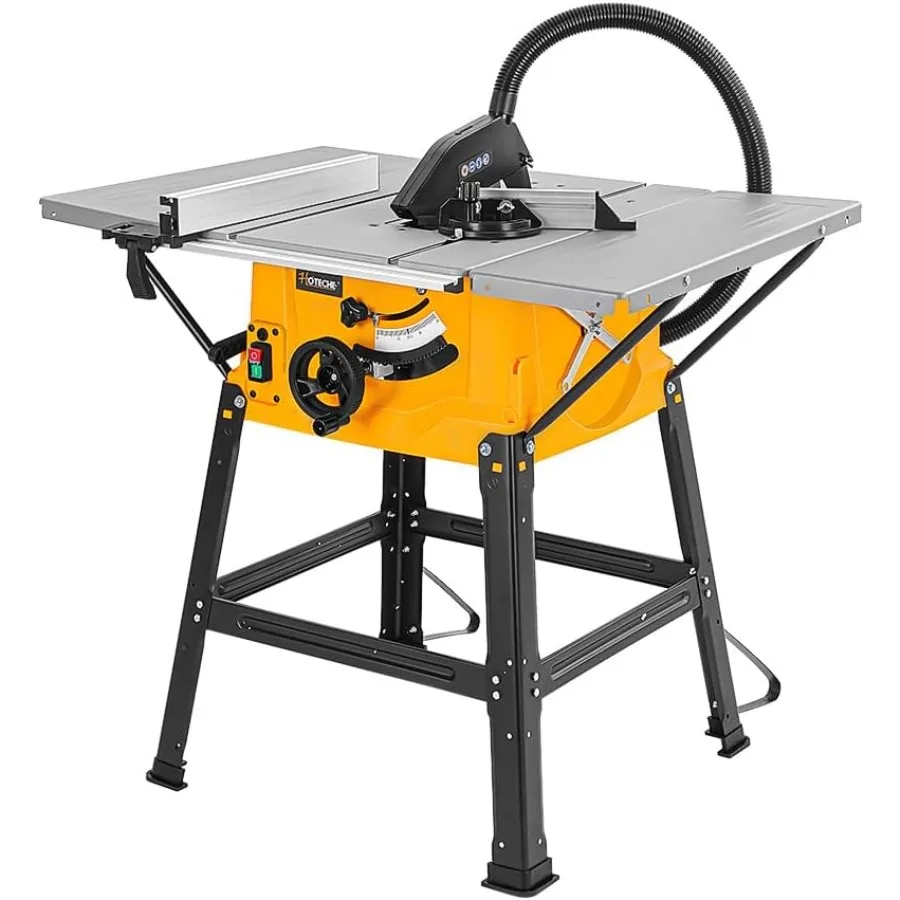 

10-Inch Table Saw - 15-Amp Electric Power Saw with Stand and Extendable Table for Woodworking Carpentry DIY Projects