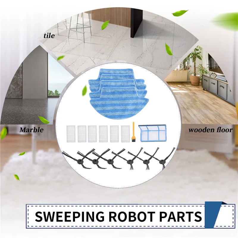AB43-18Pcs Für V55 Pro Mopp Tuch Seite Pinsel Hepa-Filter Für Ilife V55 Pro Roboter Staubsauger Wichtigsten Filter patch Ersatz