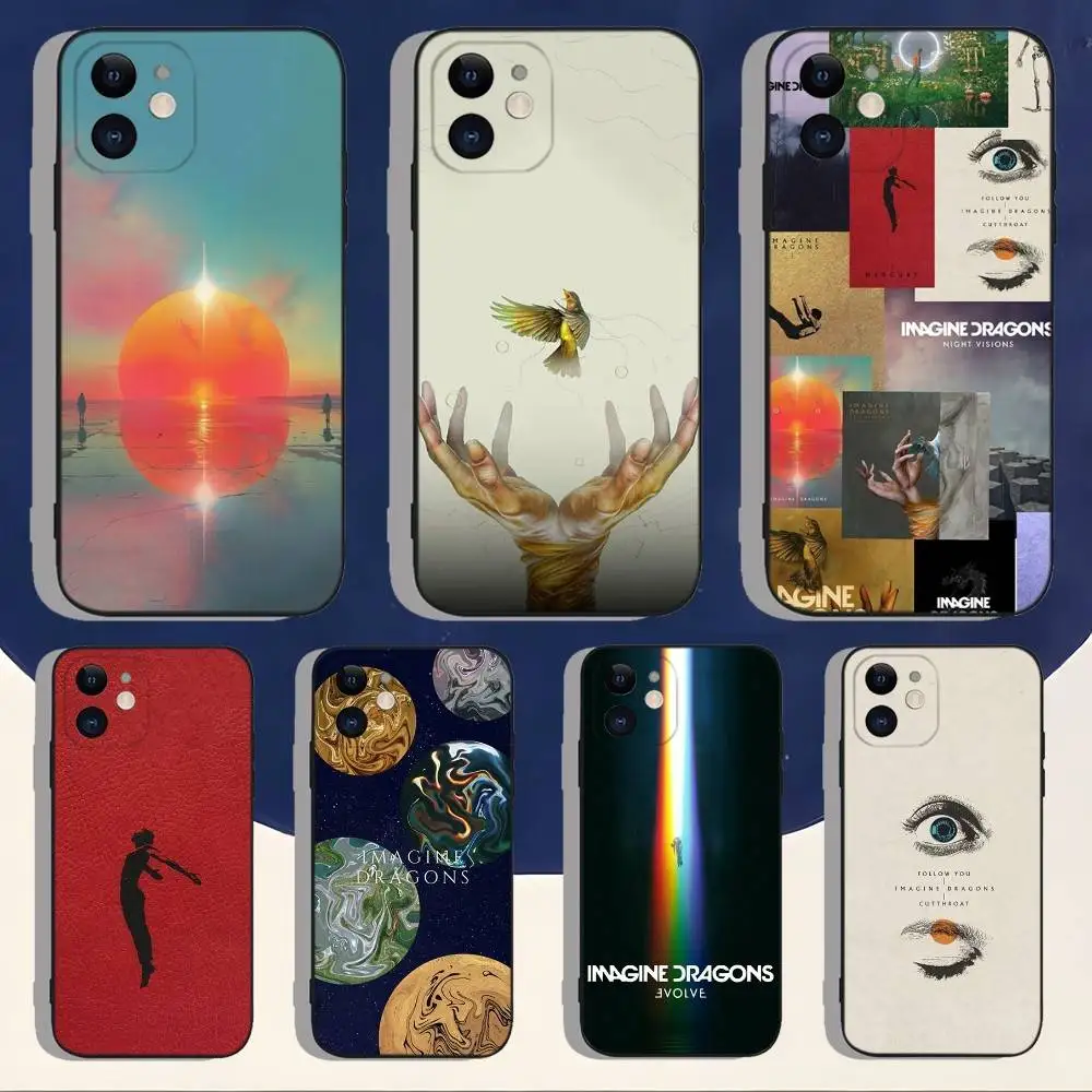 

LOOM Imagine Dragons Phone Case For iPhone 16,15,14,13,12,11,Pro,Max,Plus,X,XS,XR,SE,8,7,Mini,Soft Silicone Black Case