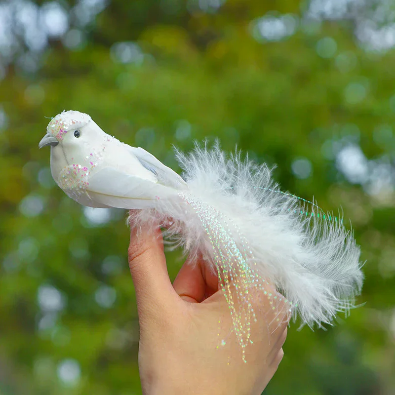 White Cute Mini Artificial Birds Fake Foam Animal Simulation Feather Birds Models DIY Craft Home Garden Ornament Decoration
