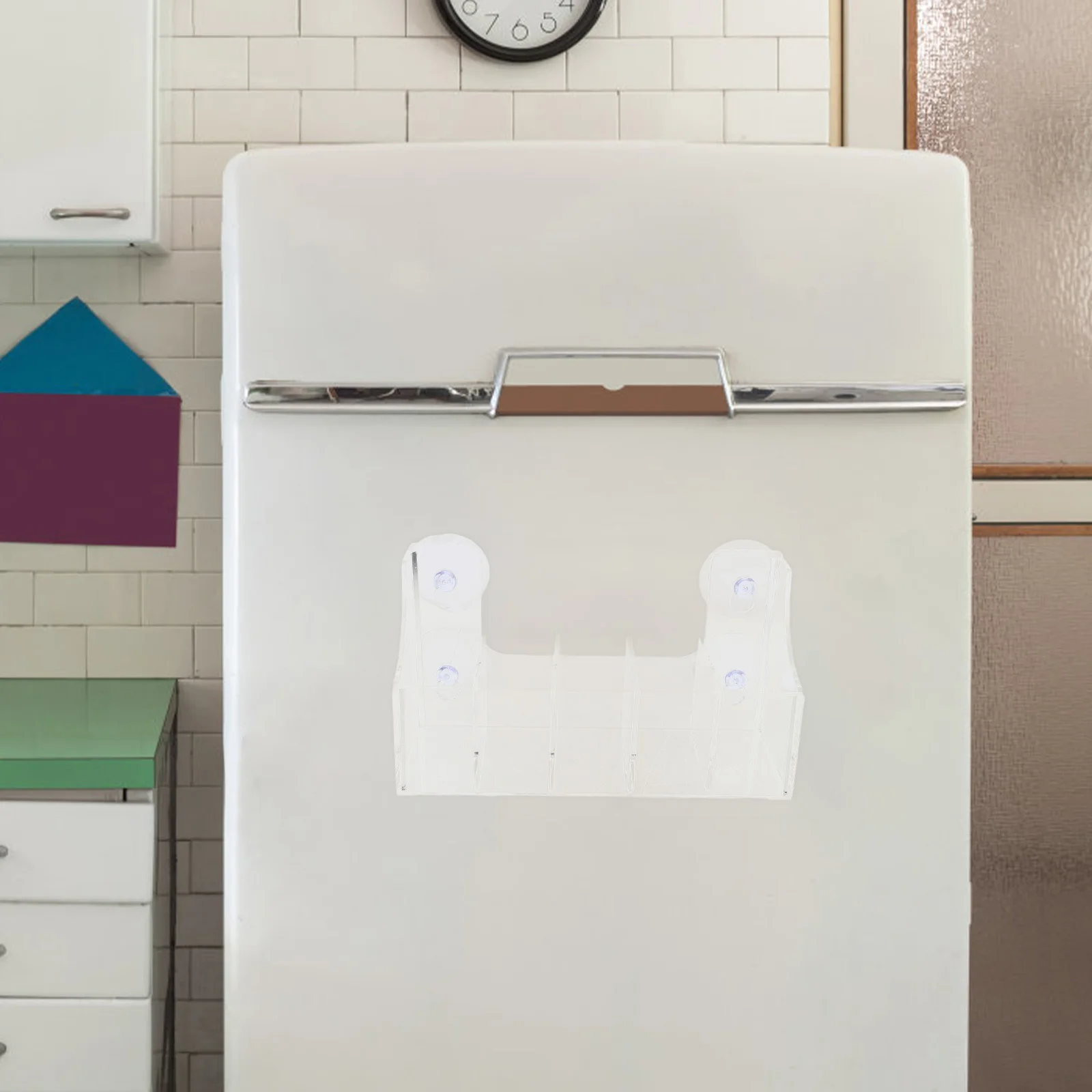 

5 Compartment Suction Cup Storage Rack Acrylic Clear Organizer for Refrigerator Door Beverage Snack Condiment Kitchen Bathroom